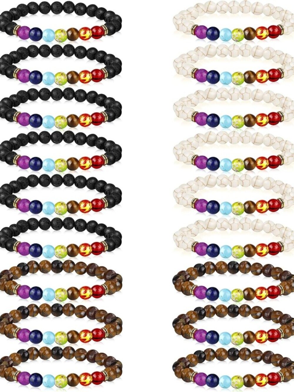 18 Pcs Chakra Healing Bracelets Set for Men & Women - 7 Stone Yoga Diffuser
